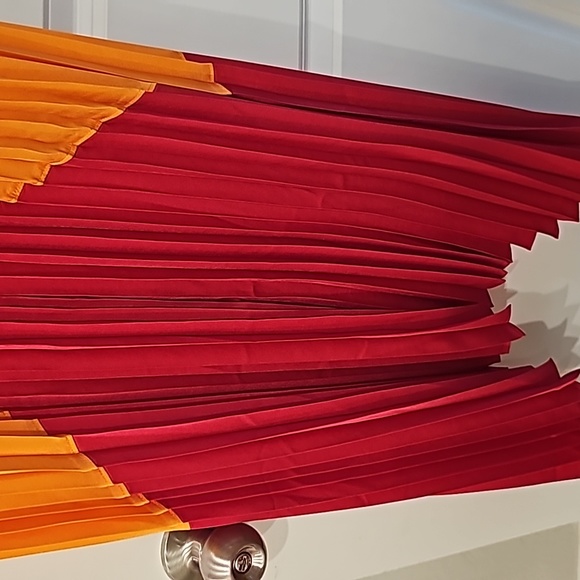 NEW Express Satin Pleated Maxi Dress, Small, Color Block-Cantelope - Picture 3 of 3